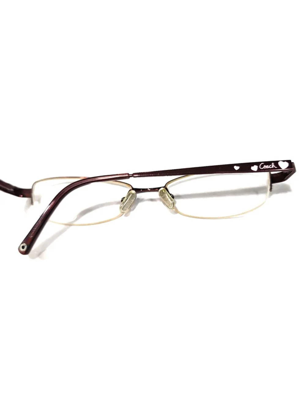 Coach Kian 219 Sm Burdeaux Pink Heart Half Rim Eyeglasses 51-18-135